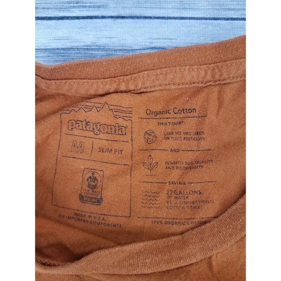 Patagonia California T-shirt Mens Size Medium Rust Orange Short Sleeve Slim Fit - Picture 5 of 11